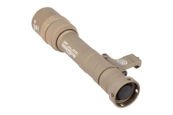 M640U Scout Light Pro Weapon Mounted Flashlight Tan features a rear clicky tailcap